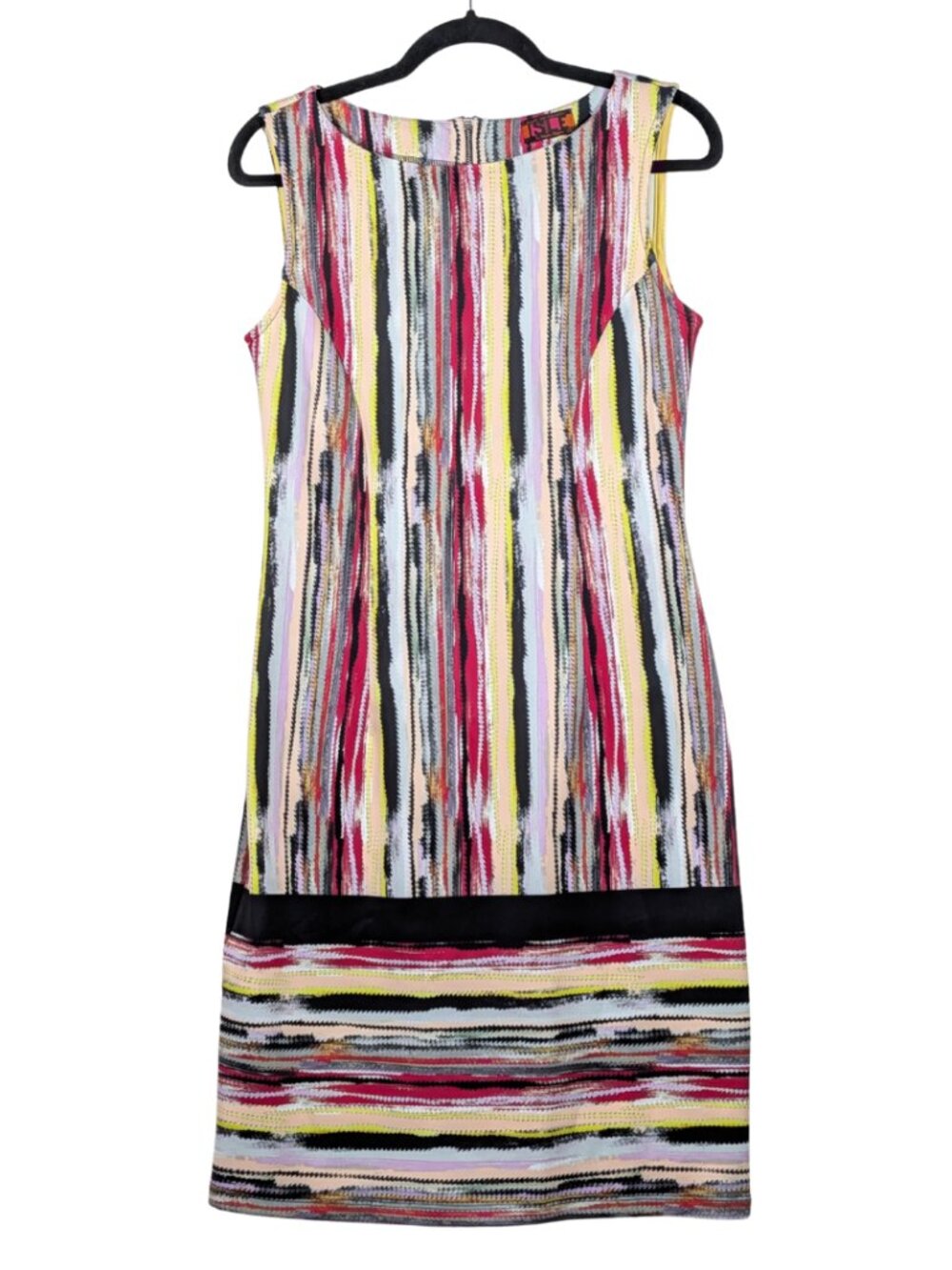 ISLE by Melis Kozan Abstract Stripe Sleeveless Shift Dress Small